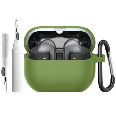 Imagem de Meliya Capa para Samsung Galaxy Buds 3 Pro e Galaxy Buds 3, acessórios de capa protetora de silicone macio com mosquetão e kit de limpeza para homens e mulheres (verde Matcha)