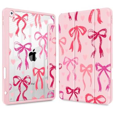 Imagem de May Chen Capa para iPad 9ª geração com suporte para lápis, iPad 8ª/7ª geração de 10,2 polegadas, [Suporte de caneta] Capa traseira transparente com suporte para despertar/hibernar com três dobras