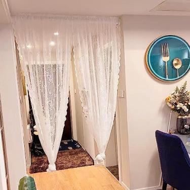 Imagem de Cortina curta de cozinha, cortinas de renda pastoral para porta de janelas de cozinha, cortinas curtas, 1 peça, decoração de casa, cortinas divisórias para quarto, sala de estar, L 140 x A 200 cm