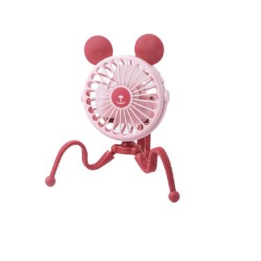 Imagem de LUKYRA Ventilador de carrinho de bebê, ventilador portátil de 3 velocidades, ventilador de mesa pessoal operado por bateria com tripé flexível, mini ventilador portátil para assento de carro, esteira, acampamento (TJ-05A rosa)