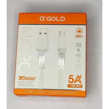 Imagem de Cabo Usb Para Carregador Turbo V8 Tipo-c IOS A'gold 1 Metro CB52, Cabo