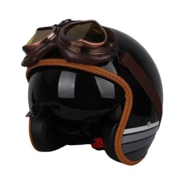 Imagem de Capacete de Motocicleta Retro Vintage - Aberto, para Homens e Mulheres