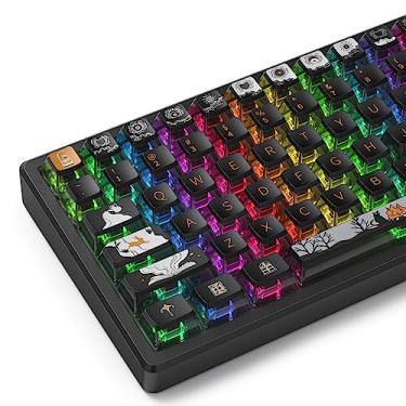 Imagem de GTSP Punk Pudding Keycaps PBT, 116 teclas transparentes 60% perfil ASA Doubleshot tampas de substituição personalizadas layout dos EUA para teclado mecânico tamanho completo 75% 65% 60% (Fairy Tale)