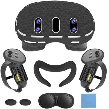 Imagem de MTomatoVR Cover Set for Quest 3:VR Accessories for Meta Quest 3,Includes Front Shell Cover,Face Cover,Internal Lens Cover and Controller Covers(Black)