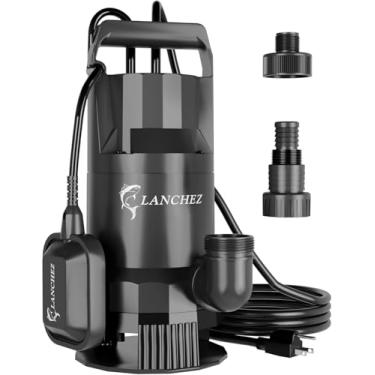 Imagem de Lanchez Bomba submersível de depósito de 1,6 HP 4858GPH Bomba de transferência de água limpa e suja com interruptor de flutuação para piscina jardim adega lagoa