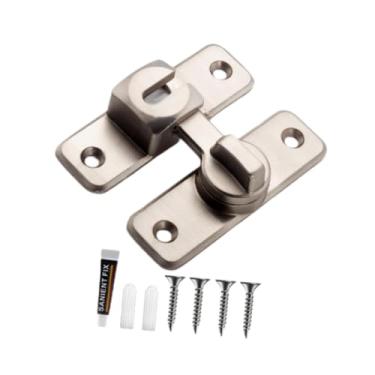 Imagem de IEUDNS Fechadura de porta deslizante com parafusos, trava universal para porta, travas de segurança para casa, garagem, celeiro, escritório, Prata