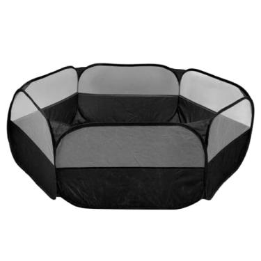 Imagem de Barraca de Caneta de Exercícios para Animais Estimação, Prova Escape, Barraca Gaiola Pequena Dobrável, Fácil Limpar a Malha e Tecido Respirável para Dentro Casa Casa (Preto)