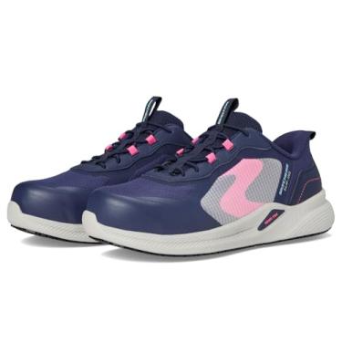 Imagem de Skechers Tênis feminino de renda elástica com mãos livres sem cadarço Carbix Industrial, Nvpk, 40