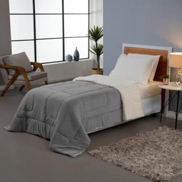 Imagem de Coberdrom Cobertor Dupla Face Solteiro Manta Soft e Sherpa de Carneiro (Cinza)