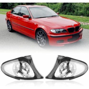 Imagem de GLEEMAX Luzes de canto compatível com BMW E46 2002 2003 2004 2005 3-Series Sedan 4 portas esquerda e direita lâmpada marcador de estacionamento lente transparente 1 par