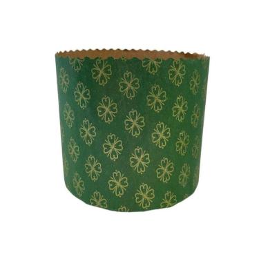 Imagem de Forma Panetone Verde Fiori Ouro 500g c/10 - Ecopack