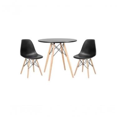 Imagem de Kit - Mesa Redonda Eames 70 Cm Preto + 2 Cadeiras Eiffel Dsw Preto