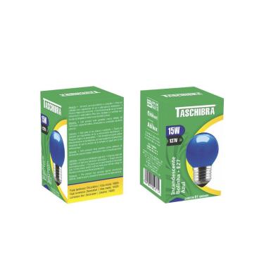 Imagem de Lâmpada Incandescente Taschibra Bolinha 15w 110v Azul