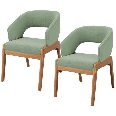 Imagem de Kit 02 Cadeiras De Jantar E Estar Living Estofada Lince L02 Bouclê Oliva