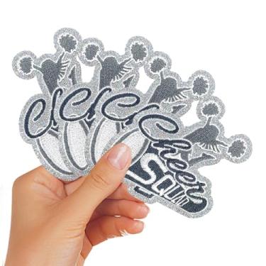 Imagem de CY 4 peças de apliques bordados Cheer Cheerleader Megafone Iron On Patches Squad Team Bullhorn Cute Kawaii DIY acessórios de artesanato para roupas, mochilas, jaquetas, bolsas, chapéus, cinza