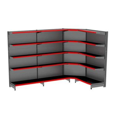 Imagem de Gondola Parede 196 Amapa Flex Kit 3 Metros 1 Canto Preto Pe V - Amapá