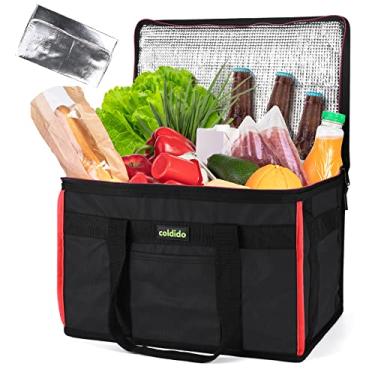 Imagem de icemido Sacolas Térmicas Reutilizáveis Para Compras (1 Unidade), Cooler Com Fundo Rígido, Fica Em Pé, Bolsa Resistente Zíper Entrega De Alimentos Quentes Ou Frios, Tamanho G