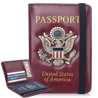 Imagem de Coowayze Porta-Passaporte Para Mulheres E Homens, Capa Protetora Carteira Com Bloqueio Rfid, Porta-Documentos De Couro À Prova D'Água Compartimento Cartão Vacinação, Organizador Bilhetes