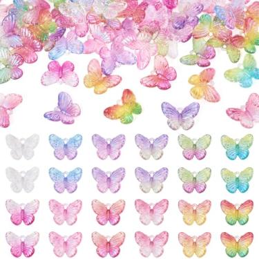 Imagem de Spritewelry 72 peças de pingentes de borboleta de acrílico 3D iridescentes pingentes de borboletas arco-íris de desenho animado para fazer você mesmo colar pulseira brincos