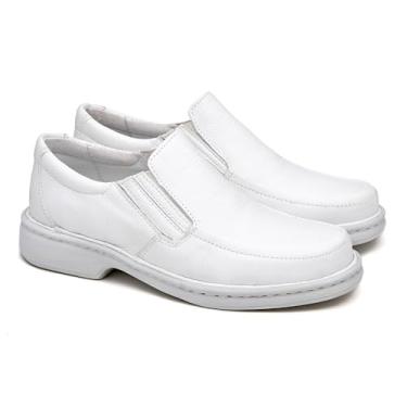 Imagem de Sapato Masculino Couro Legítimo Macio Franca Brasil Clássico Anatômico com Palmilha de Gel 10mm e Solado Antiderrapante – Numeração 36 ao 44 (BRANCO, BR, Adulto, Numérico, 40)