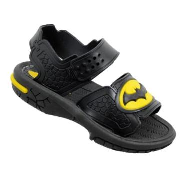 Imagem de Sandália Confortavel Infantil Menino Herois com Tiras Ajustáveis (Preto, BR, Criança de 4 a 8 anos, Faixa Numérico, M, 27, 28)