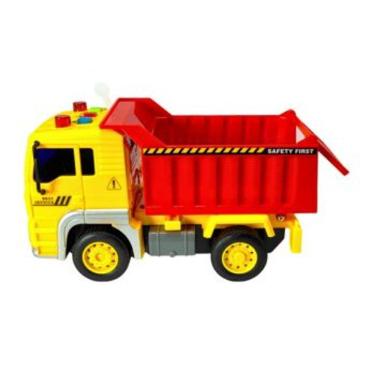 Imagem de Caminhao Friccao Luz e Som DM Toys Modelo Cacamba Basculante Brinquedo Infantil Recreativo