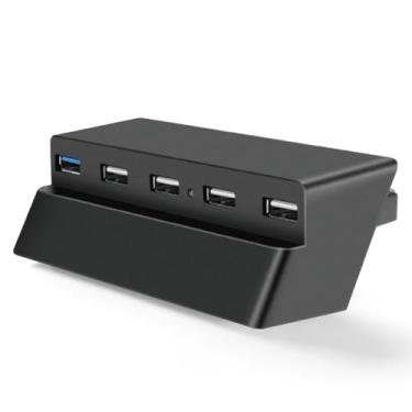 Imagem de TNP Hub USB de 5 portas para PS4 Slim Edition – Adaptador extensor de alta velocidade USB 3.0/2.0, acessórios de expansão, conector expansor, divisor expansor para console de jogos PlayStation 4 Slim