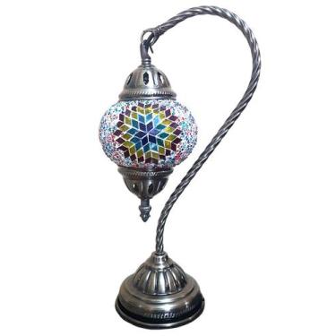 Imagem de Abajur Turco Mosaico Metal E Vidro Mesclado Star Bivolt 40cm - Flash