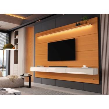 Imagem de Home Suspenso NT Com LED Para TV Até 75'' Polegadas Cor Cedro / Off Wh