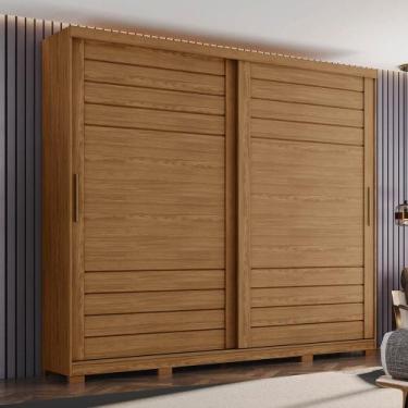 Imagem de Guarda-roupa 250cm Casal 2 Portas de Correr 6 Gavetas de MDF Cayman He