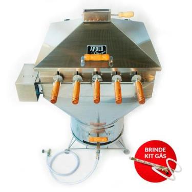 Imagem de Churrasqueira Apolo Plus 5 Espetos Giratórios Inox Gás ou Carvão - Web