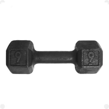 Imagem de Halter Sextavado Pintado 09kg Peso Academia Treino Fit