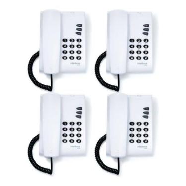 Imagem de Kit 4 Telefones C/ Fio Mesa Ou Parede Pleno Branco Intelbras