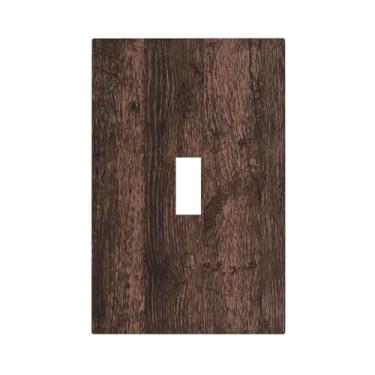 Imagem de Xuejiaku Placa de cobertura para interruptor de luz, placa de madeira marrom rústica, placa de madeira retrô, capa de placa de parede de 1 grupo, capas de tomada de interruptor único, capas
