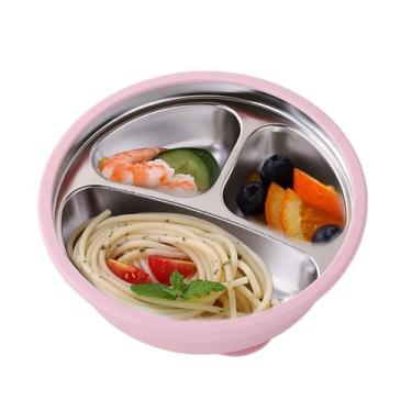 Imagem de Prato Divisórios Para Crianças, Pratos para Criança em Aço Inoxidável com Ventosa, Resistente a Quedas Tigela de Lanche e Tabuleiros de Jantar para Casa, Jardim de Infância e Uso Exterior
