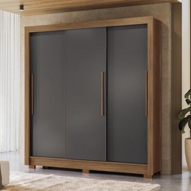 Imagem de Guarda-roupa 3 Portas Correr 2 Gavetas Maringá Jatobá/grafite