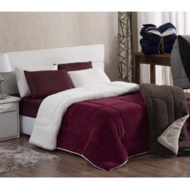 Imagem de Coberdrom Solteiro Dupla Face Com Manta E Sherpa - Malular, Cereja