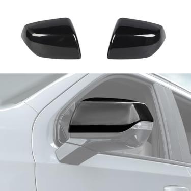 Imagem de CheroCar Tampas de espelho retrovisor, capa de espelho lateral compatível com Chevrolet Silverado EV Tahoe Suburban GMC Yukon GMC Sierra EV Escalade 2020-2025+ Capa de espelho superior ABS preto