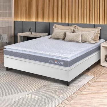 Imagem de Conjunto Box Baú Branco Durban Cinza Espuma D28 Casal 138x188x64 - King House