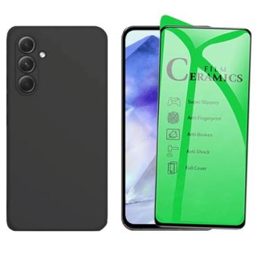 Imagem de Capinha Para Galaxy A55 Capa Preta Premium Proteção Câmera + Película Cerâmica Nanogel