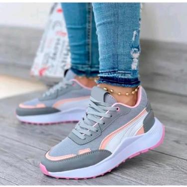 Imagem de Tênis feminino escolar passeio trabalho todas ocasioes elegante e confortavel (Cinza, BR, Adulto, Numérico, 37)