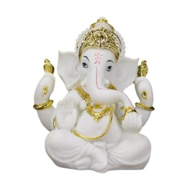Imagem de Wswqop Estatueta de Ganesha, Estátua do Senhor Ganesha, Decoração para casa, Estátua de Buda, Escultura para escritório, Artesanato doméstico, Ornamentos, Branco