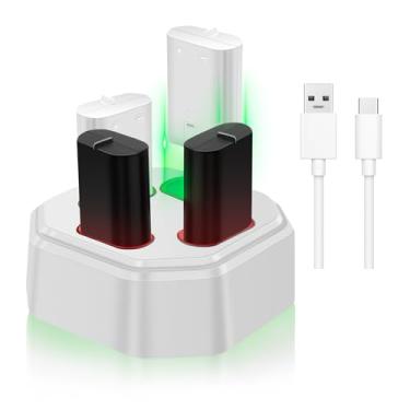 Imagem de Fukuai Pacotes De Baterias Recarregáveis Para Controle Xbox Com Estação De Carregamento, 4 Baterias De 3600 Mwh Para Controle Xbox Series X/S/Xbox One/Elite