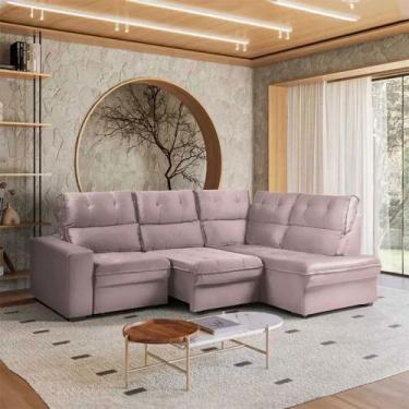 Imagem de Sofá de Canto Retrátil e Reclinável 5 Lugares Veludo Antonia Takei, Ro