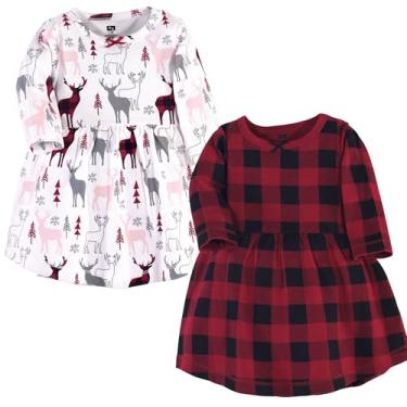 Imagem de Luvable Friends Hudson Baby, vestidos de manga comprida, pacote com 2, Woodland Fawn Red, 9-12 Meses