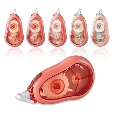 Imagem de Jovanssen Fita corretiva branca, pacote com 5, fita corretiva de 180 metros para escola e escritório, material escolar e de escritório, (rosa)