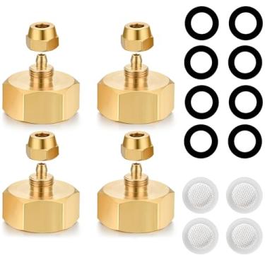 Imagem de YELUN Conector de mangueira de irrigação por gotejamento, adaptador de mangueira de jardim, rosca fêmea padrão de 3/10.2 cm GHT para adaptador de tubo de 1/10.2 cm para mangueira de água, converte