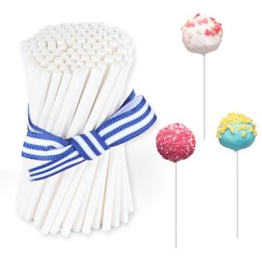 Imagem de Palitos de petisco, 200 peças de palitos de pirulito brancos, palitos de bolo de papel de 7,6 cm, palito de bolo pop para bolo, biscoitos caseiros, doces, faça você mesmo, sobremesa, artesanato