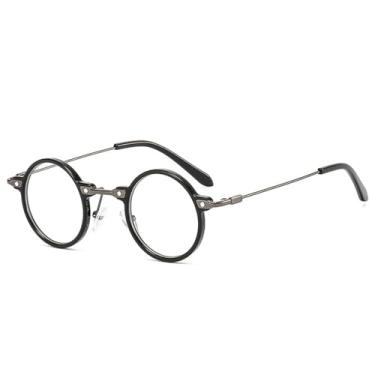 Imagem de Óculos de sol com proteção UV400 para homens e mulheres | Lente degradê redonda pequena punk | Para direção e esportes ao ar livre, preto transparente