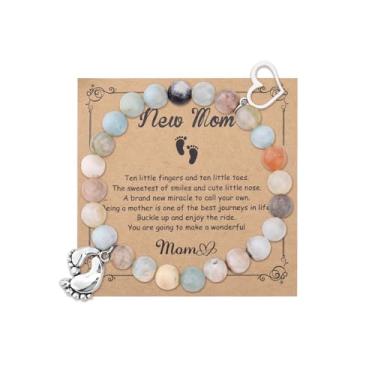 Imagem de Pulseira First Time Mom para mulheres, presentes motivacionais inspiradores para novas mães, mães, presentes de gravidez, pulseiras, Small, Sem Pedra Preciosa